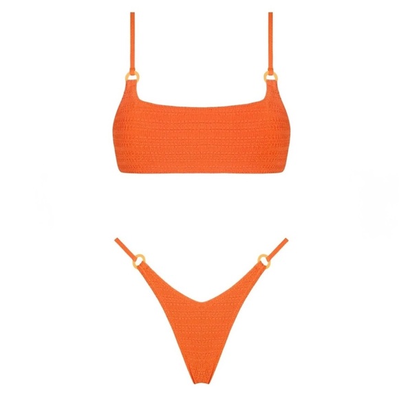 NWT OneOne Swimwear Bikini Set Orange Medium Small New Bailey Nova Tiger - Picture 3 of 8